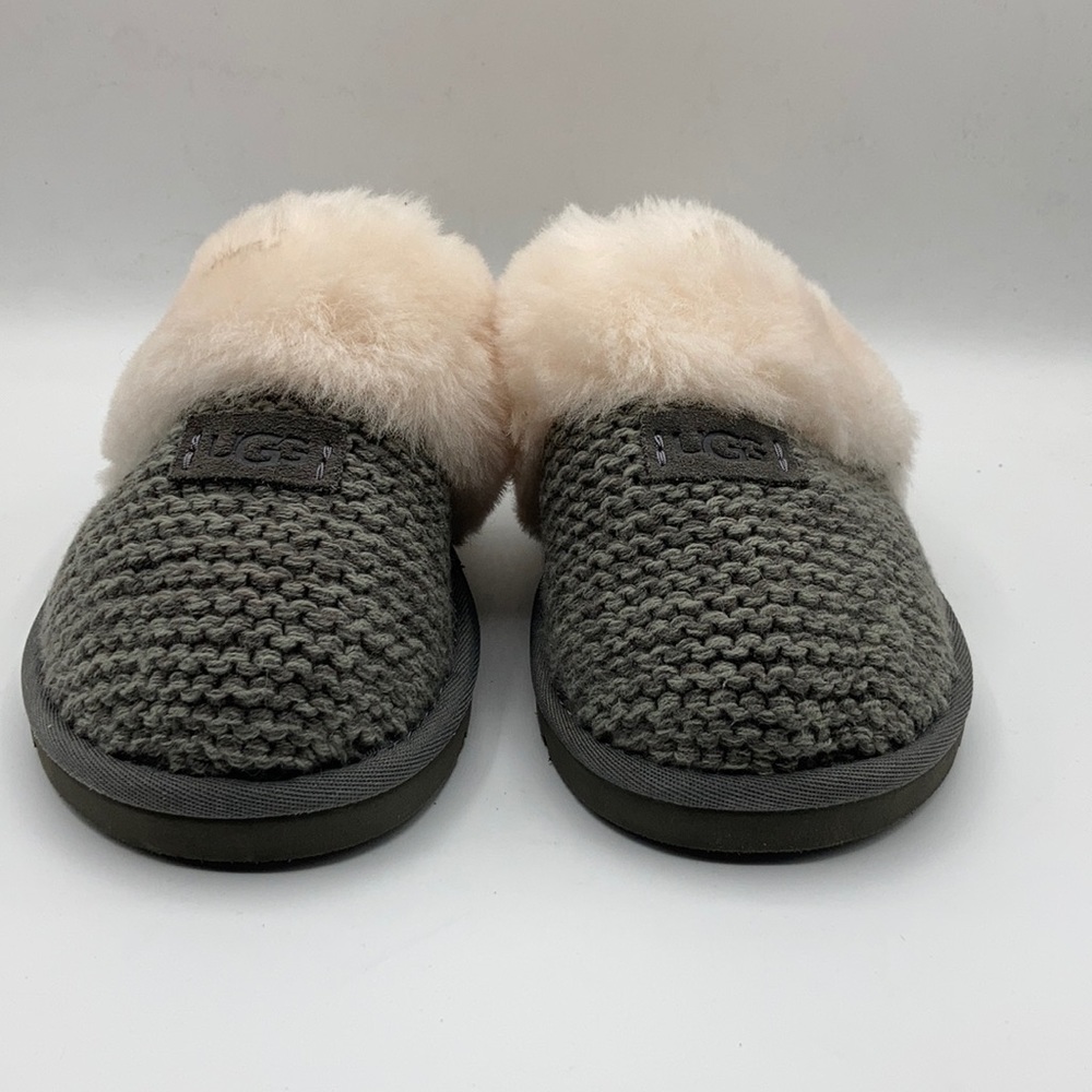 UGG W's Cozy Knit Grey Wool House Slippers - Picture 2 of 6